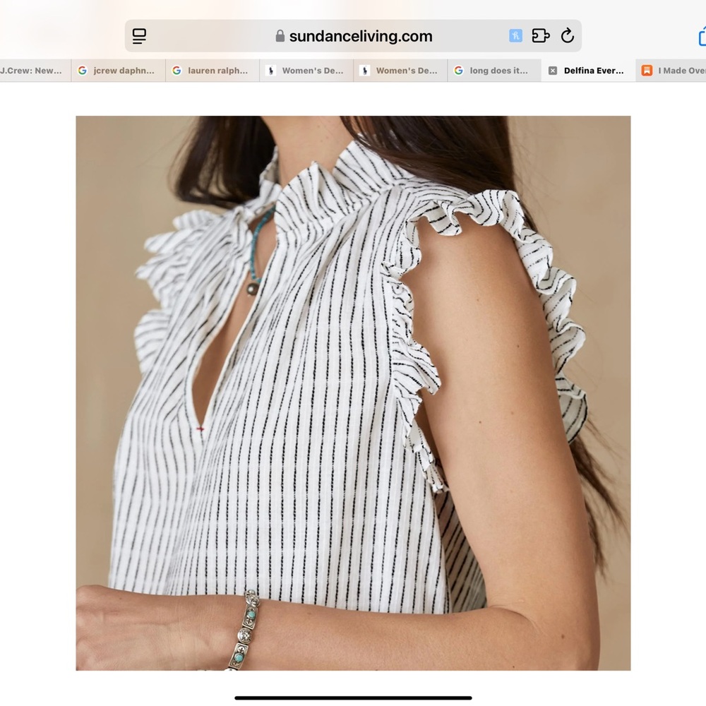 Sundance Striped Ruffle Sleeve Blouse XXL - Picture 4 of 9